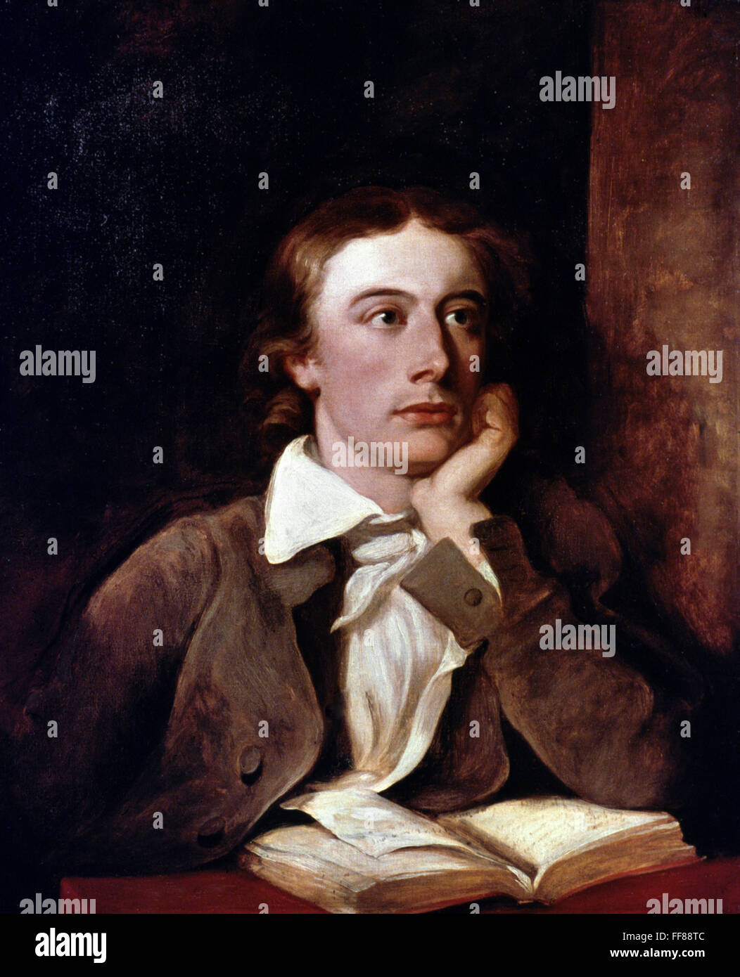 JOHN KEATS (1795-1821). /nEnglish poet. Oil on canvas by William Hilton (1786-1839) after Joseph Severn. Stock Photo