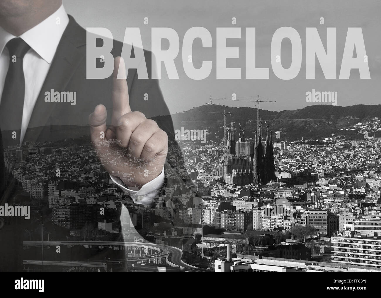 Barcelona skyline panorama concept background. Stock Photo