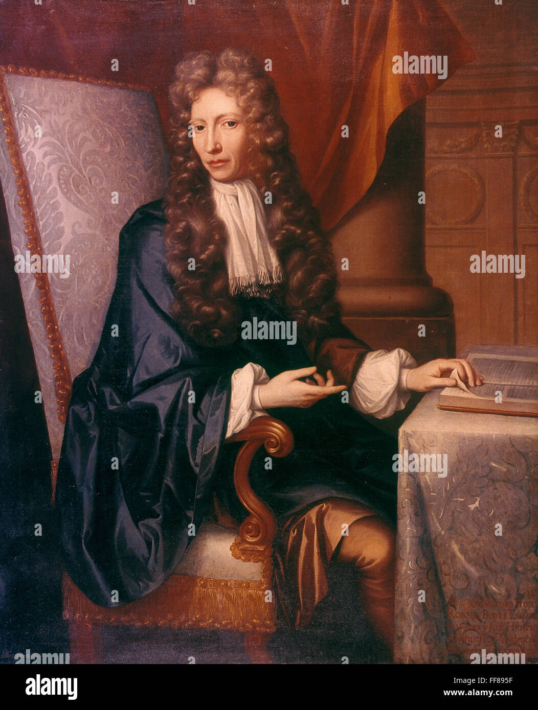 ROBERT BOYLE (1627-1691). /nAnglo-Irish physicist and chemist. Oil on ...