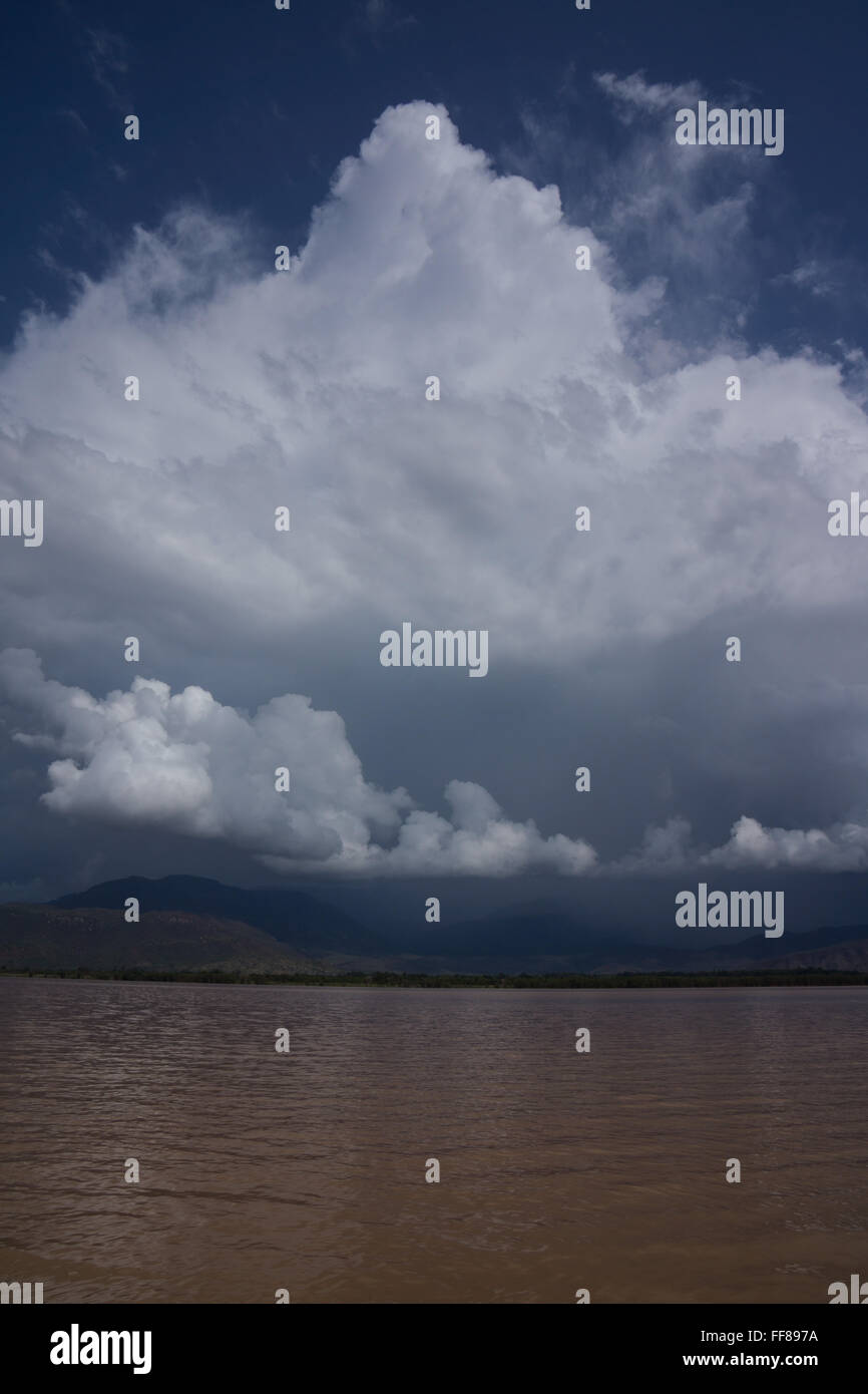 Storm clouds seen from Lake Abaya, Ethiopia Stock Photo