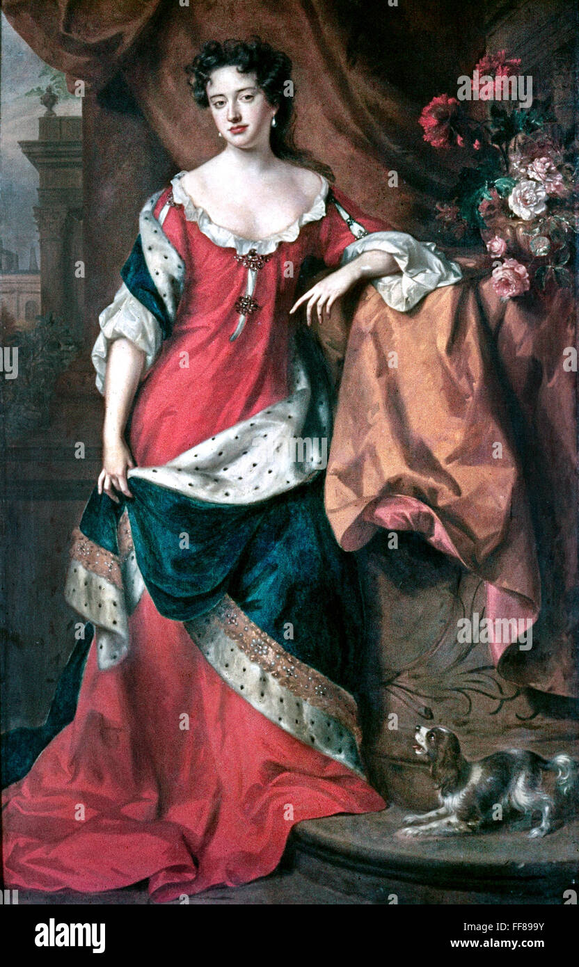 QUEEN ANNE OF ENGLAND /n(1665-1714). Queen of England, 1702-1714. Canvas, c1683, by William Wissing. Stock Photo