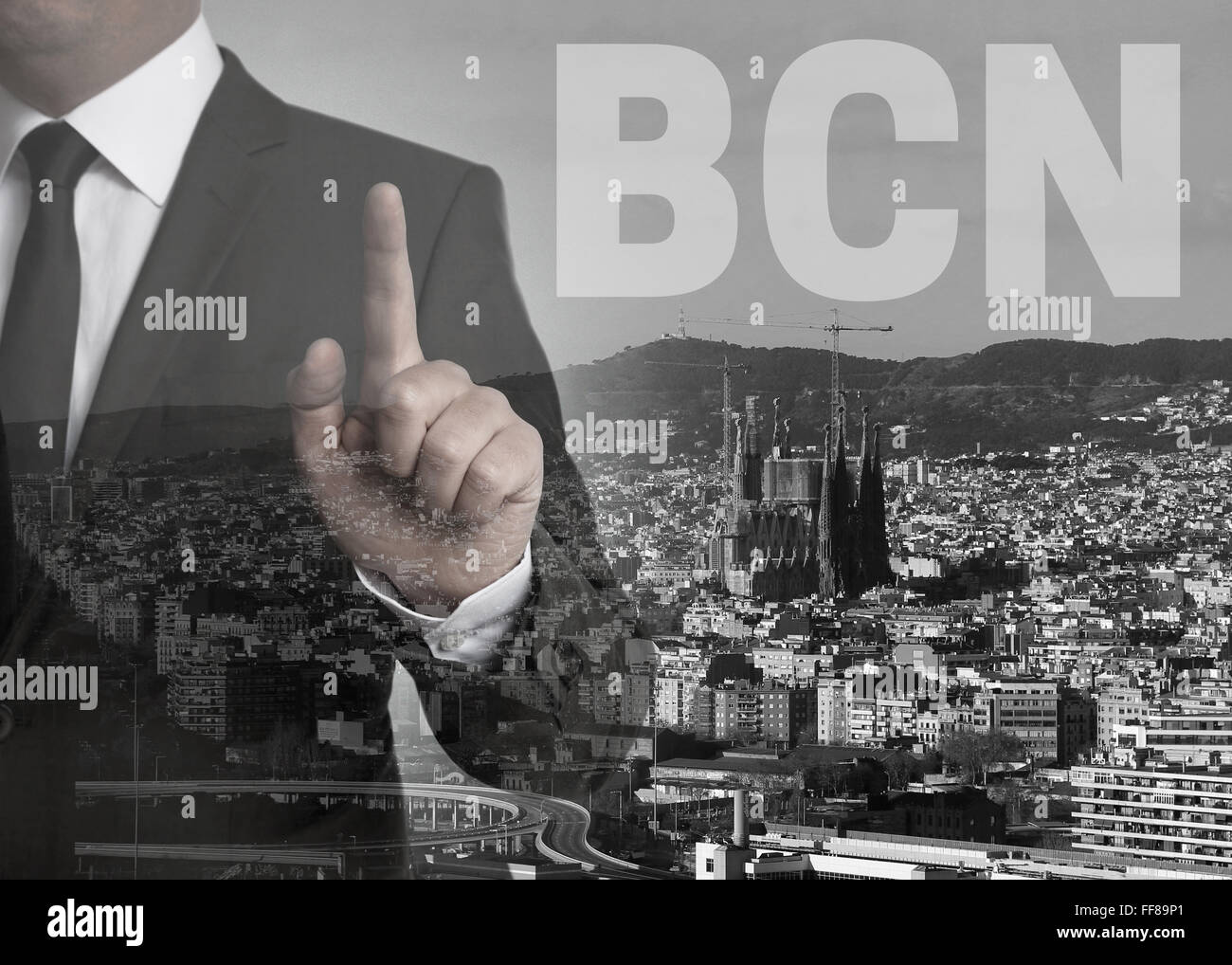 bcn skyline panorama concept background. Stock Photo