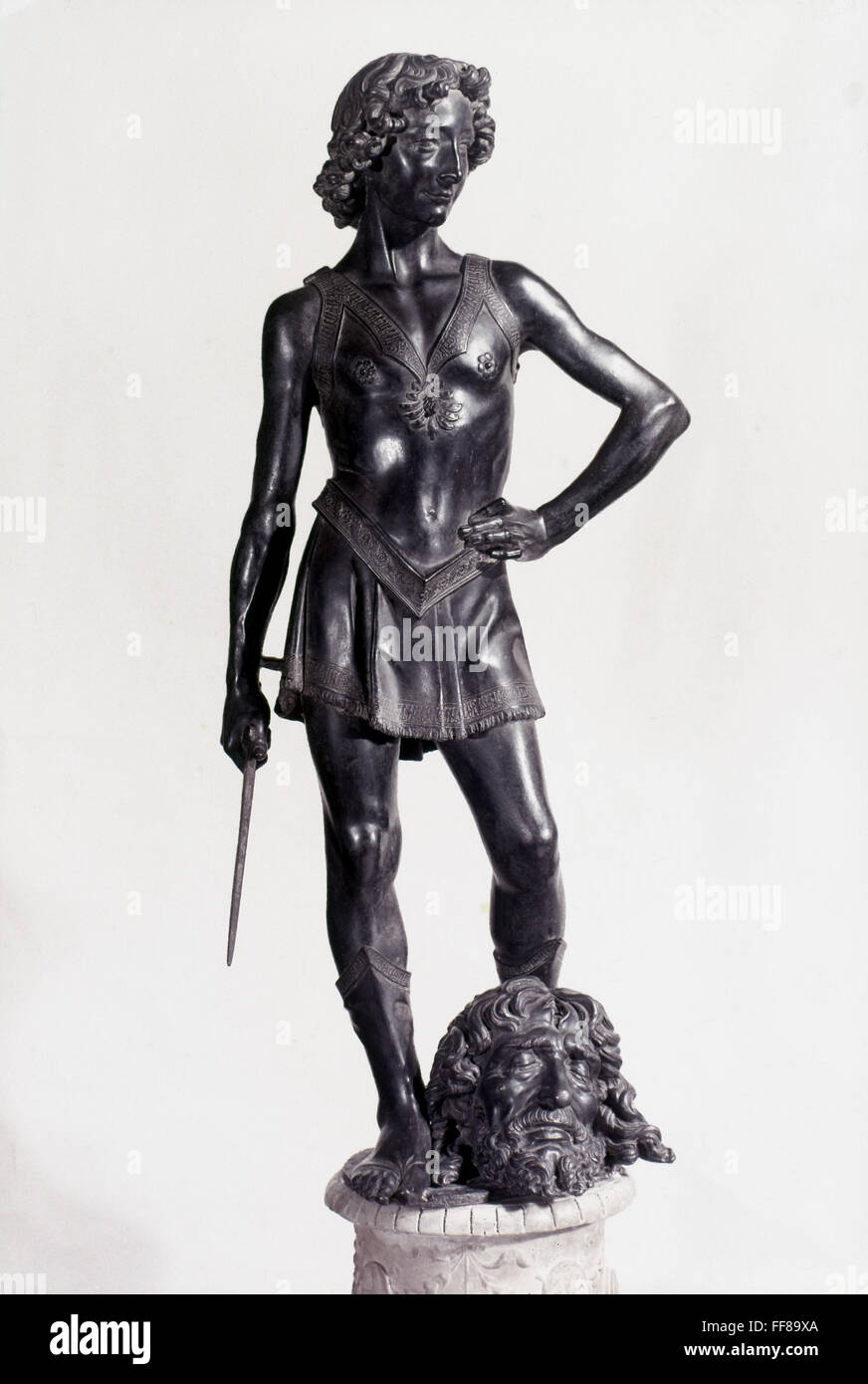 VERROCCHIO DAVID. /nBronze statue of David by Andrea Verrocchio Stock