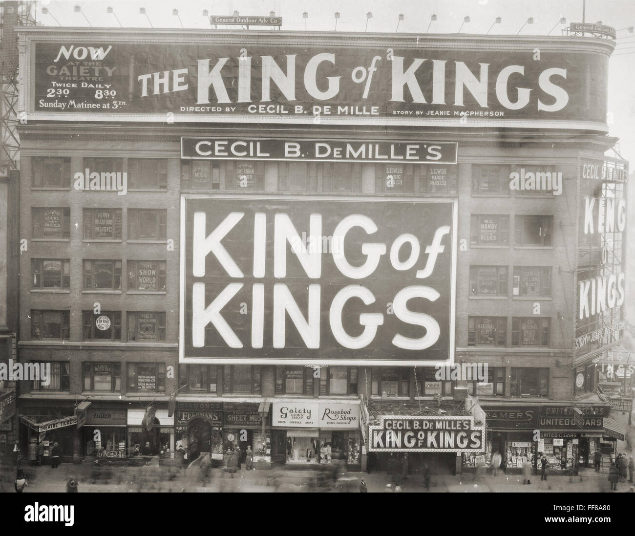 MOVIE THEATRE, 1927. /nMarquee with Cecil B. DeMille 'King of Kings ...