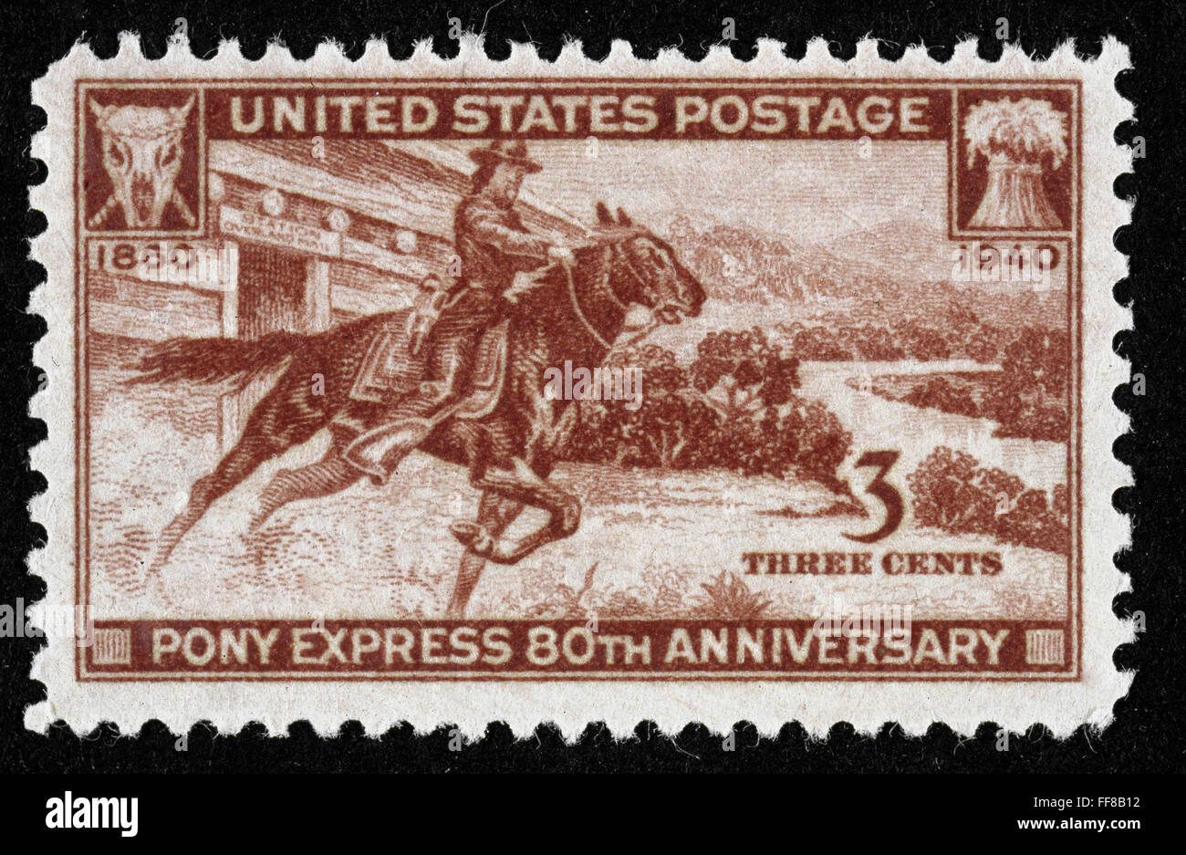 PONY EXPRESS STAMP, 1940. /nPony Express commemorated on U.S. postage