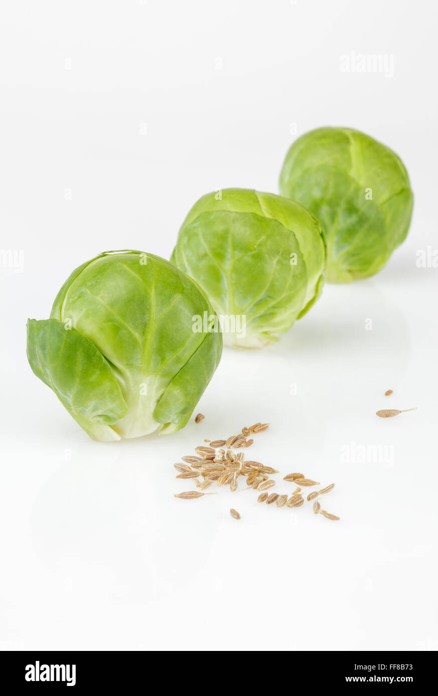 Brussels Sprouts with Cumin Seeds Stock Photo