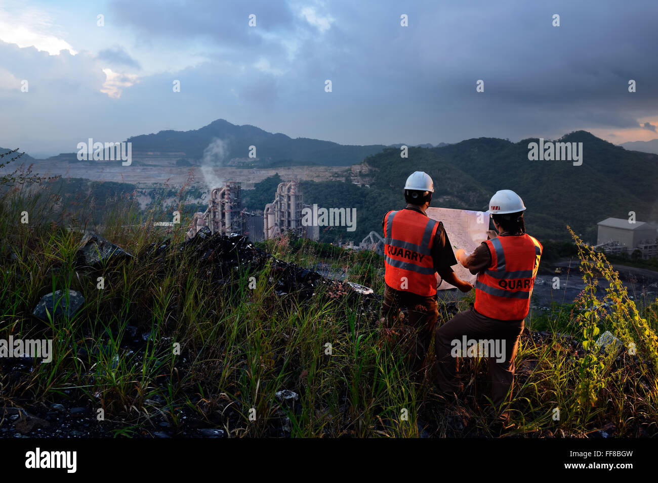 Mining engineers at work Stock Photo