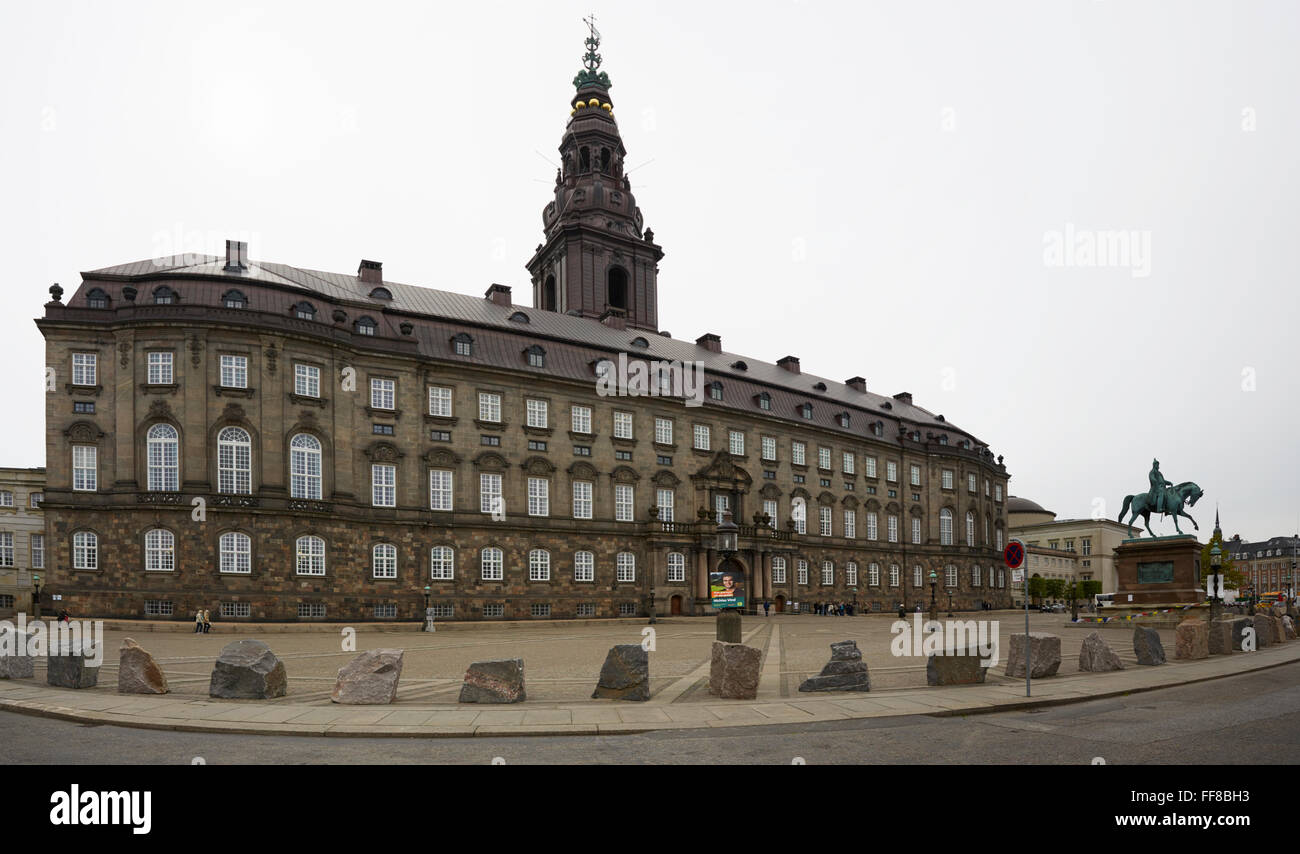 Copenhagen Christiansborg Palace or Slot statue of Christian IX Stock Photo
