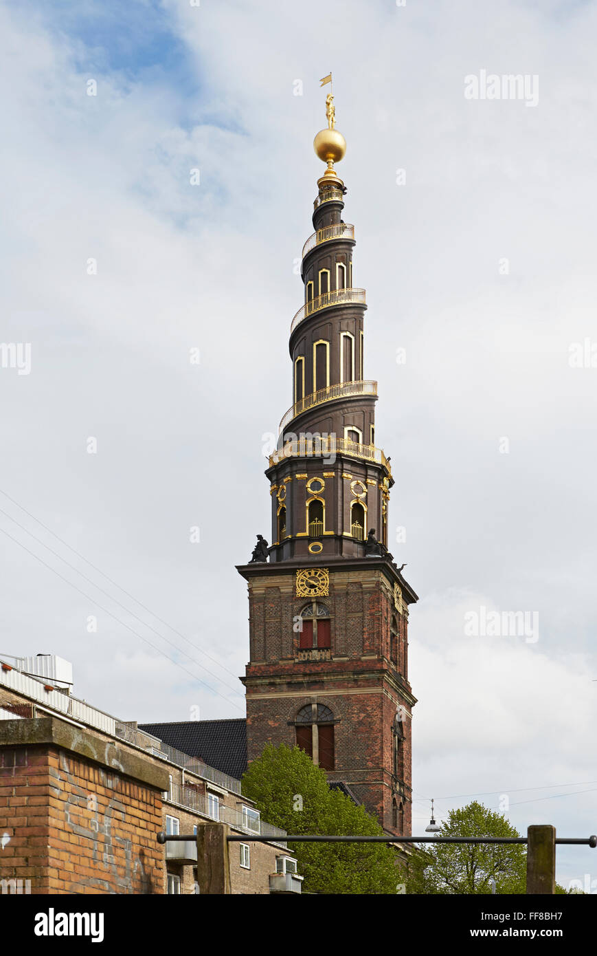 Copenhagen Church of Our Saviour with a helix spire Stock Photo