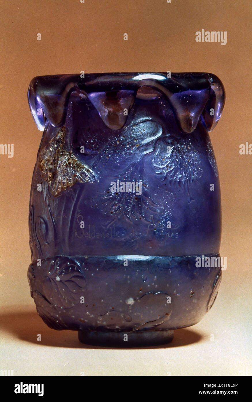GALLE CRYSTAL VASE, 1892. /nEmile GallΘ: vase of blown crystal with etched designs, 1892. Stock Photo