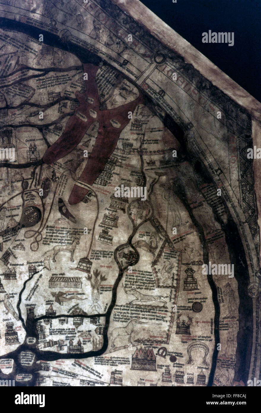 ASIA MAP, c1280. /nDetail of Asia (Red Sea, Ceylon) from mappa mundi at ...