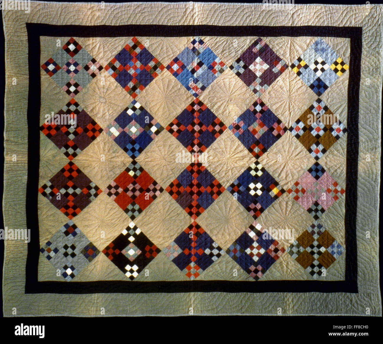 AMISH QUILT, c1915, /ndouble nine patch, from American midwest Stock
