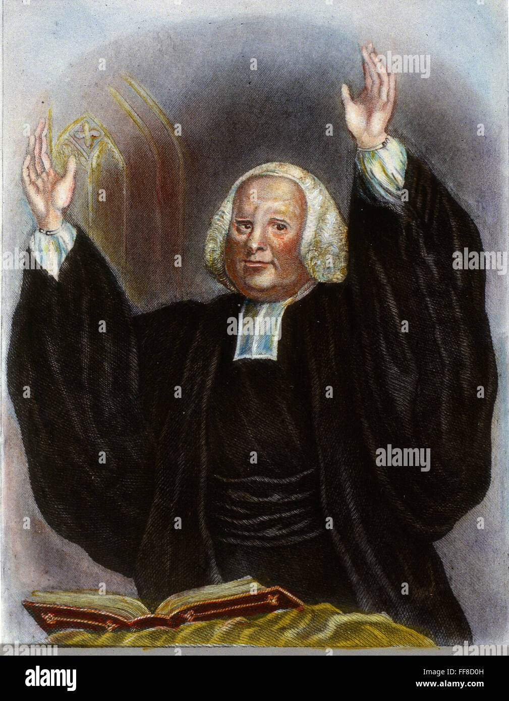 GEORGE WHITEFIELD /n(1714-1770). English preacher. Steel engraving, American, 19th century, after a painting, c1768, by Nathaniel Hone. Stock Photo