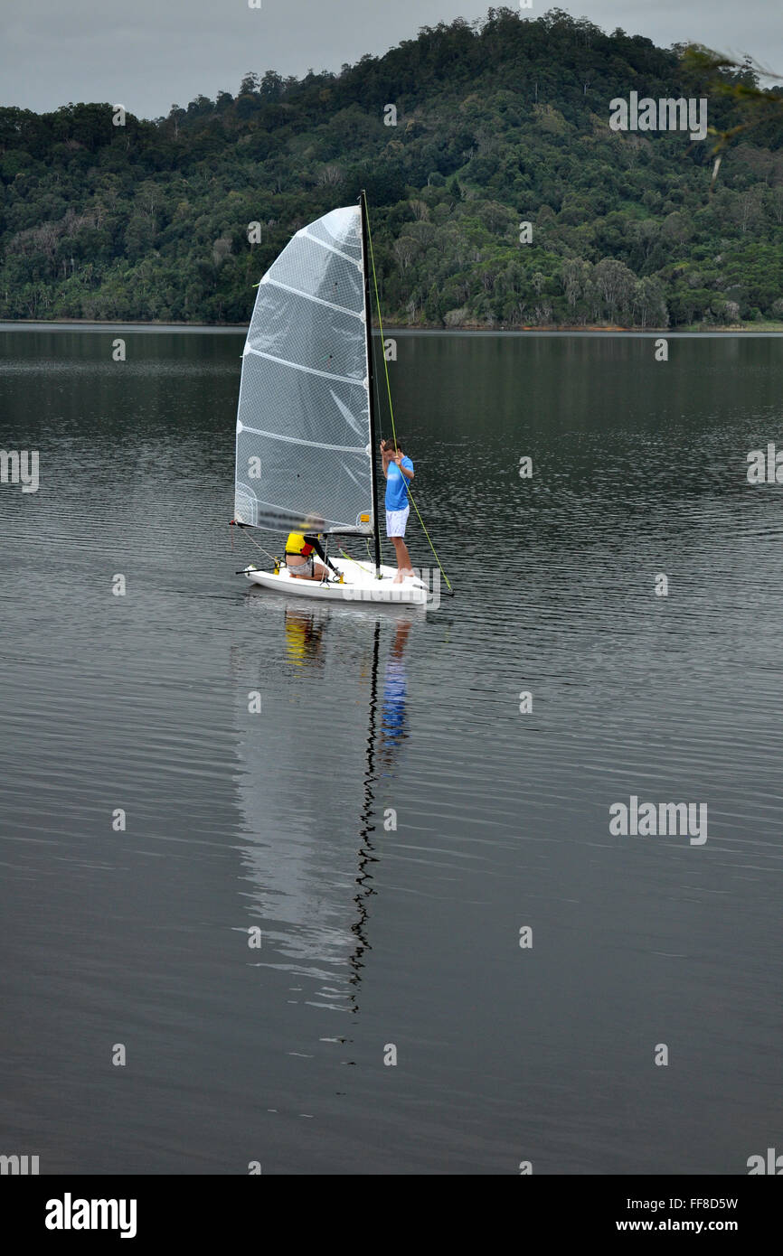 Sailing in a lake Stock Photo