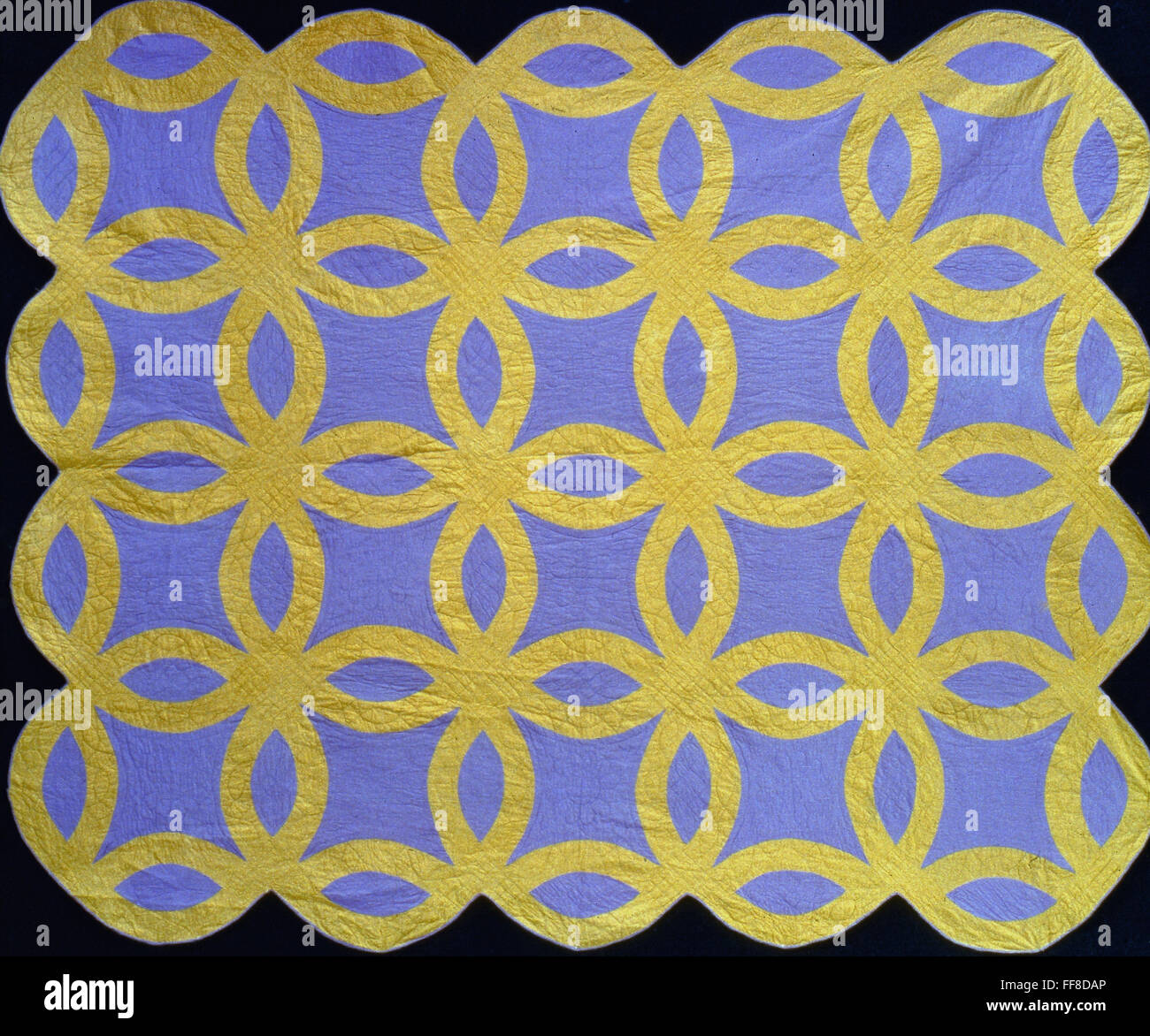 AMERICAN QUILT, /ndouble wedding ring pattern, c1930-1940 Stock Photo ...