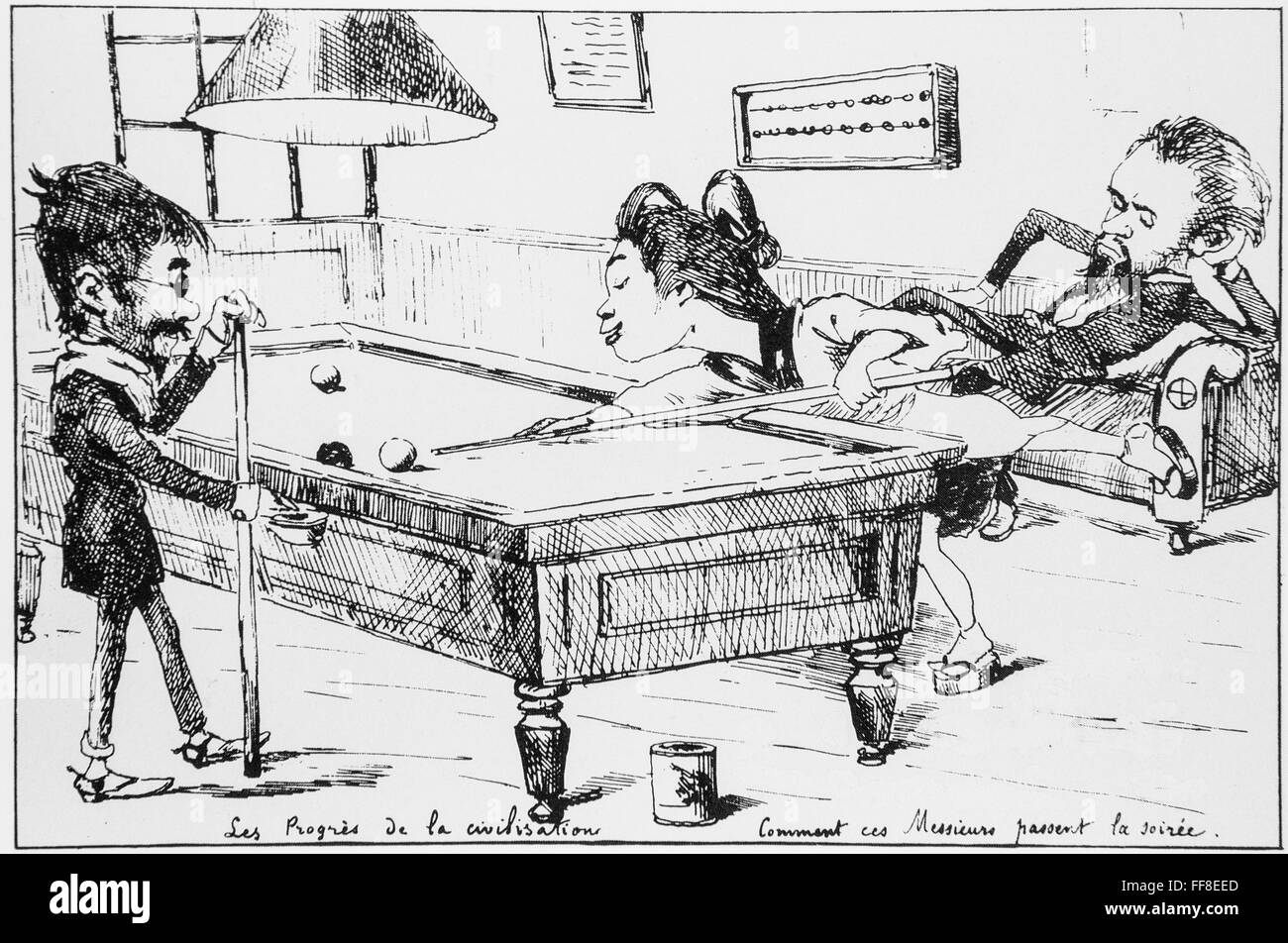 Caricature of Georges Ferdinand Bigot (1860-1927)   Billiards. 1887. Stock Photo