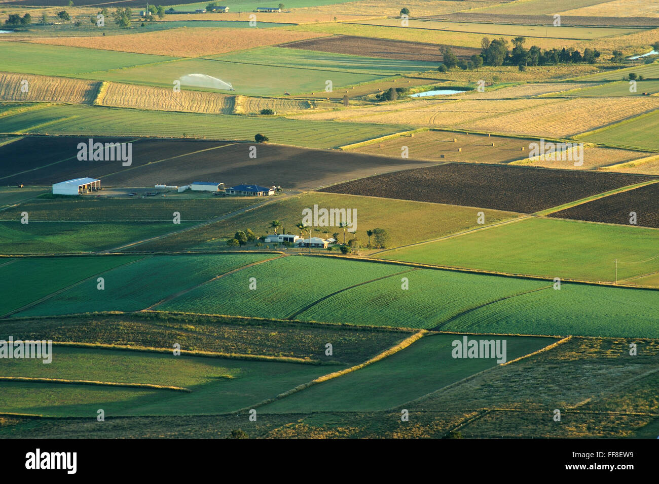 Aerial photograph of agriculture and farming of Queensland, Australia Stock Photo