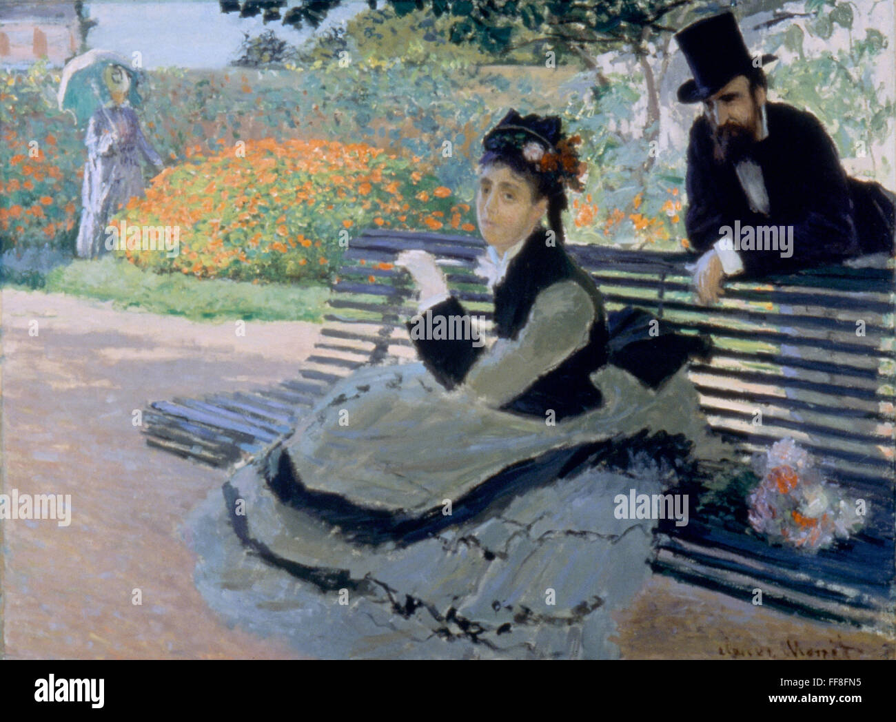 GARDEN BENCH, 1873. /nClaude Camille on a Garden