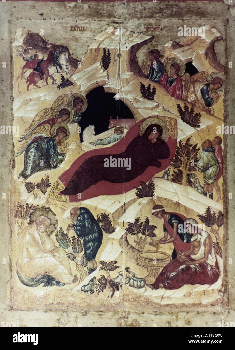 RUSSIA NATIVITY ICON. /nThe Nativity. School of Andrei Rublev. Early