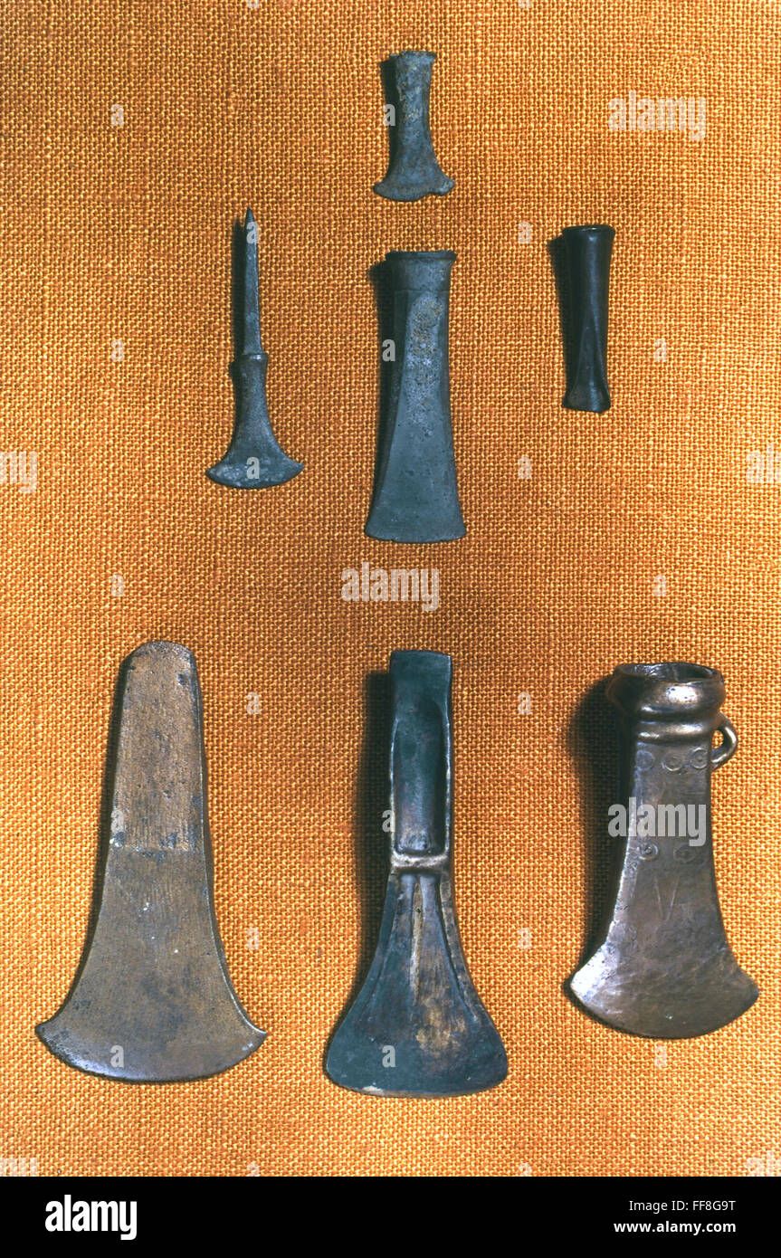 BRONZE AGE TOOLS. /nBronze Age axeheads and chisels made between c1800600 B.C Stock Photo Alamy