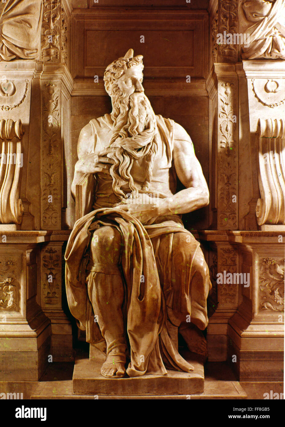 MOSES. /nA marble statue of Moses by/nMichelangelo, c. 151516 Stock