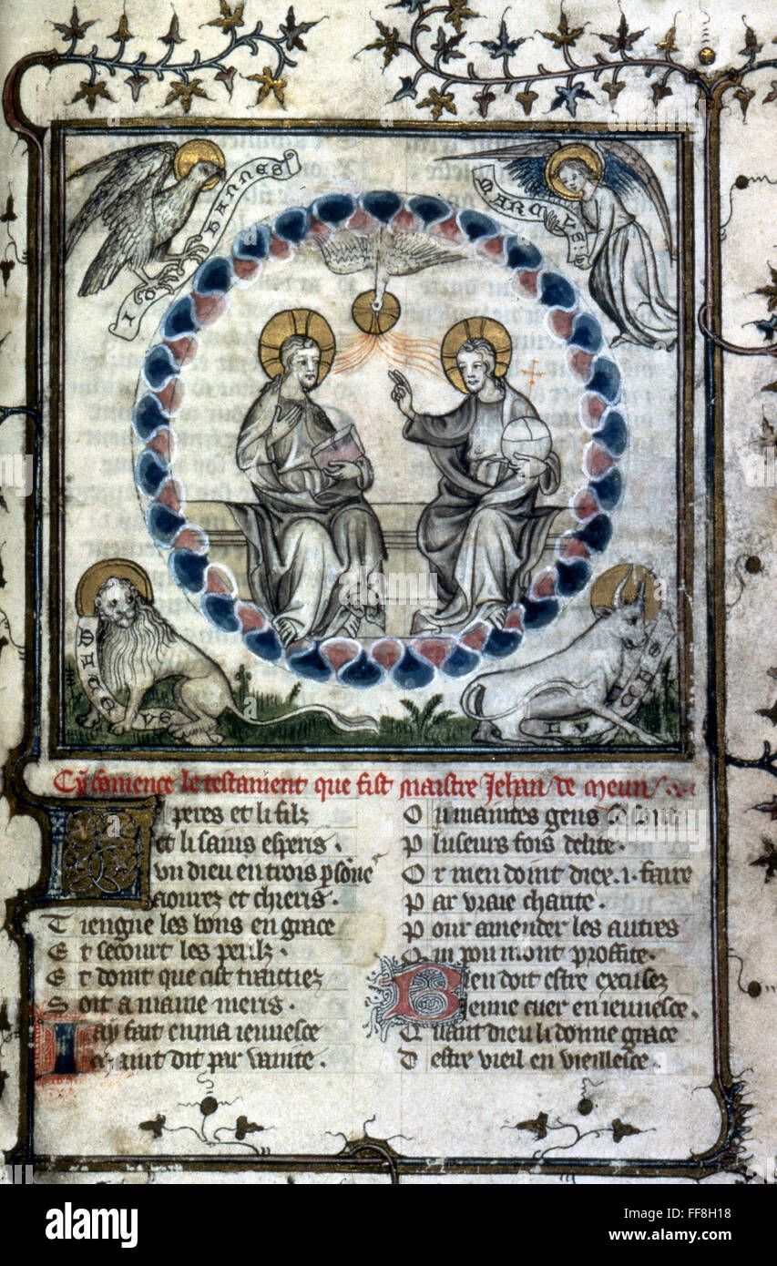 TRINITY /nSurrounded by Evangelists' symbols French manuscript