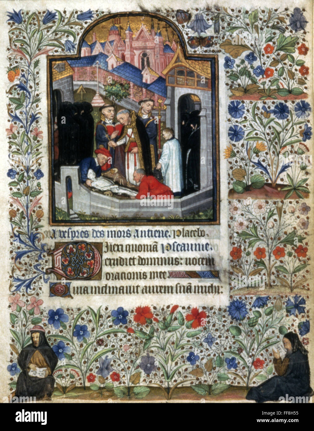 BURIAL SCENE, c1445. /nIllumination from a French Book of Hours. Stock Photo