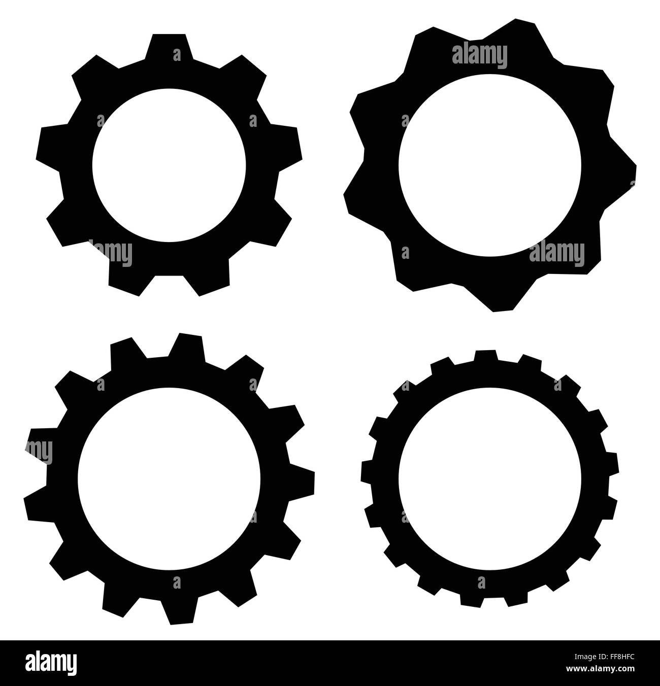 Gearwheel, cogwheel, gear shapes. mechanics, industry or production, development concepts Stock Vector