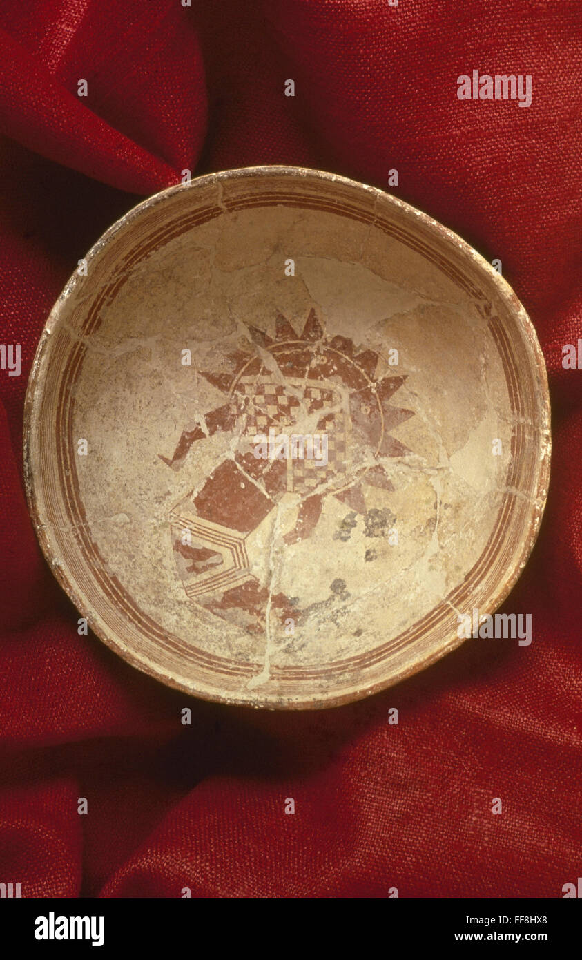 NATIVE AMERICAN: BOWL. /nPrehistoric fired red clay bowl from the