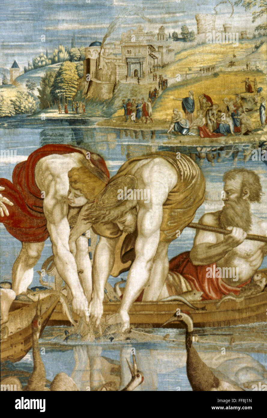 MIRACLE OF THE FISHES. /n'The Miraculous Draught of Fishes,' detail of