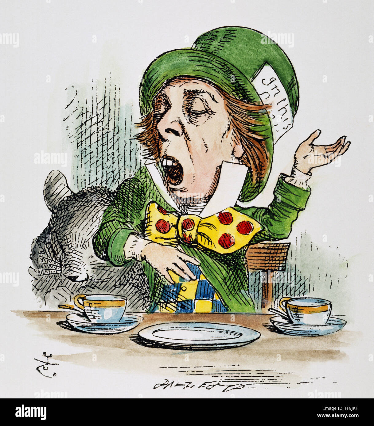 CARROLL: ALICE, 1865. /nThe Mad Tea Party. Illustration by John Tenniel from the first edition of Lewis Carroll's 'Alice's Adventures in Wonderland,' 1865. Stock Photo