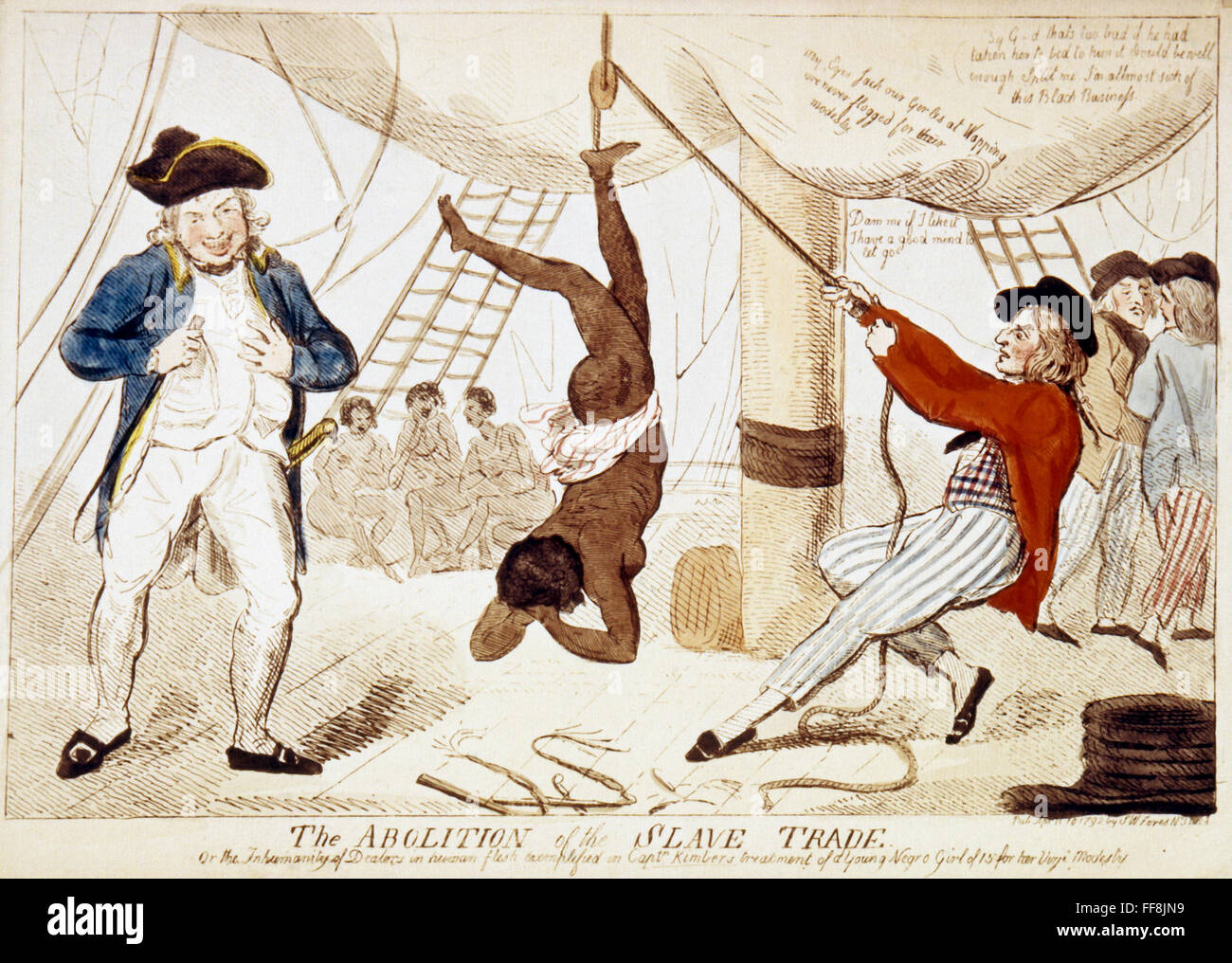 ABOLITION CARTOON, 1792. /nThe Abolition of the Slave Trade: English anti-slavery cartoon, 1792. Stock Photo