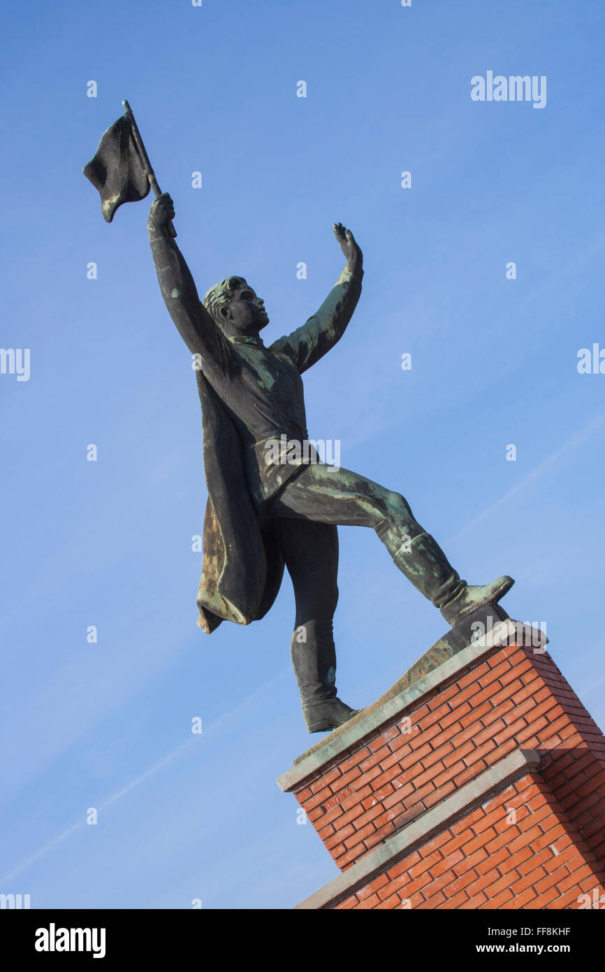 Communist-era statue of Hungarian born Red Army Captain Steinmetz in the Memento Park, Budapest, Hungary Stock Photo