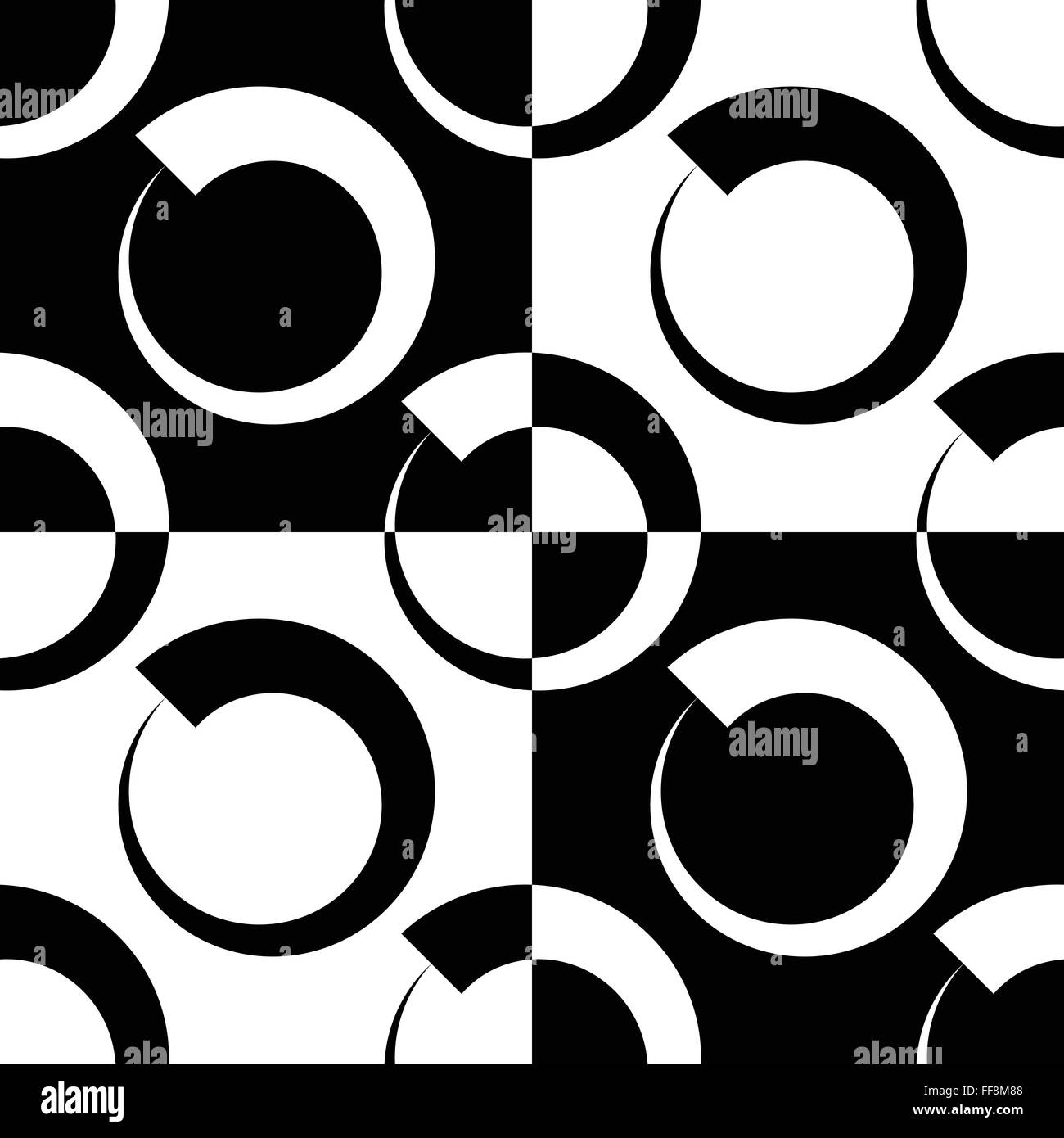 Circles abstract repeatable geometric pattern, monochrome background Stock Vector