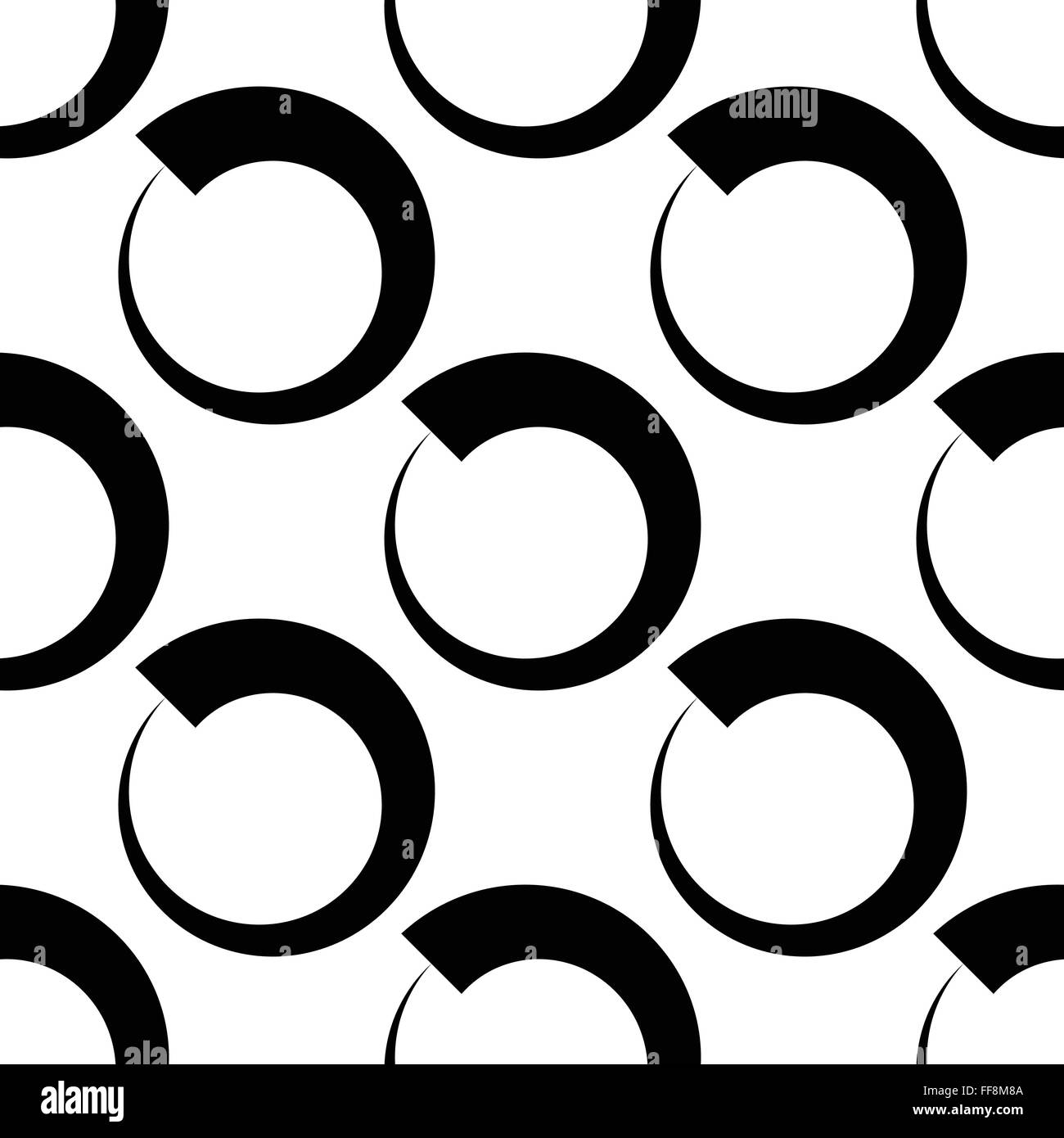 Circles abstract repeatable geometric pattern, monochrome background Stock Vector