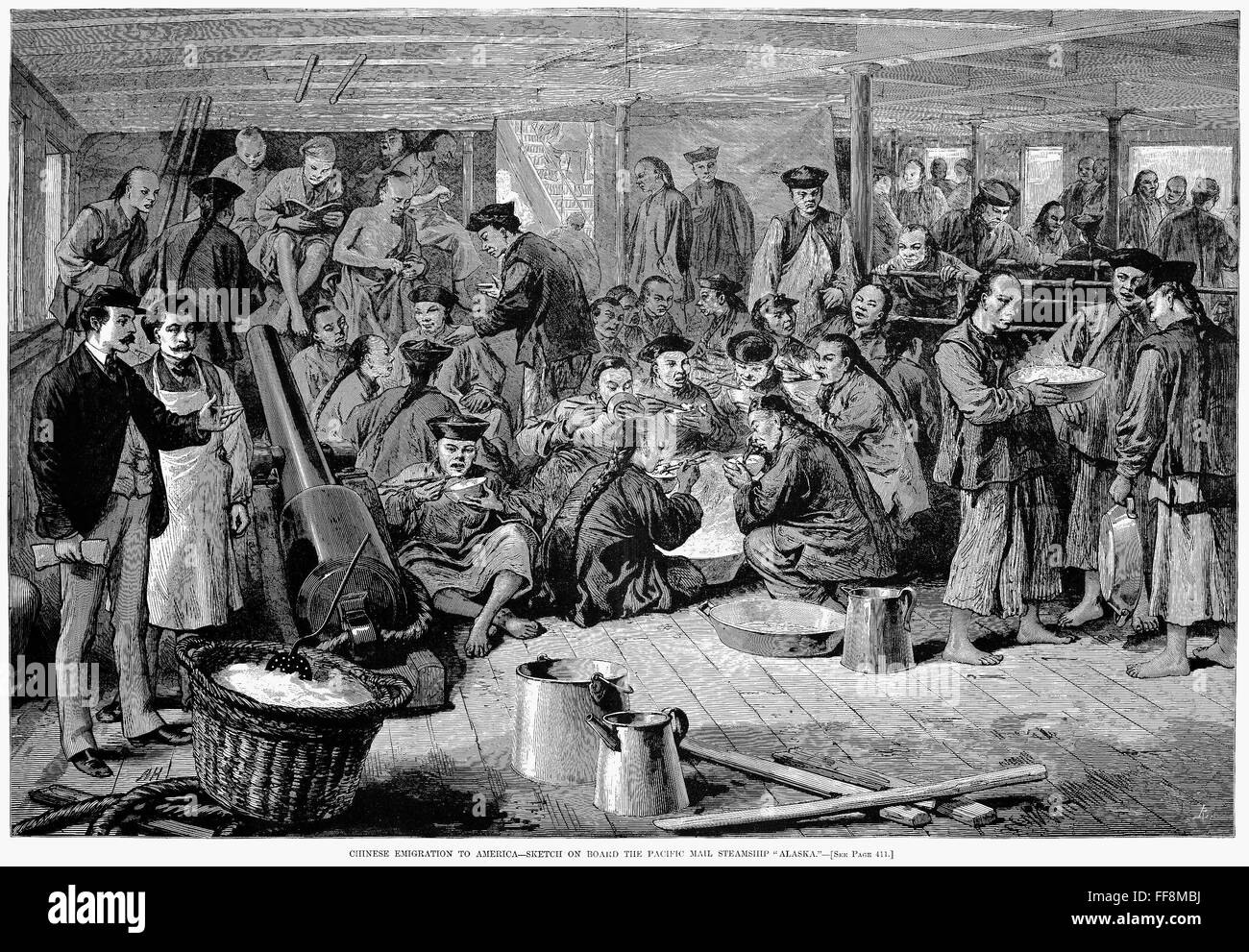 IMMIGRANTS CHINESE, 1876. /nChinese immigrants aboard the steamship 'Alaska' bound for San