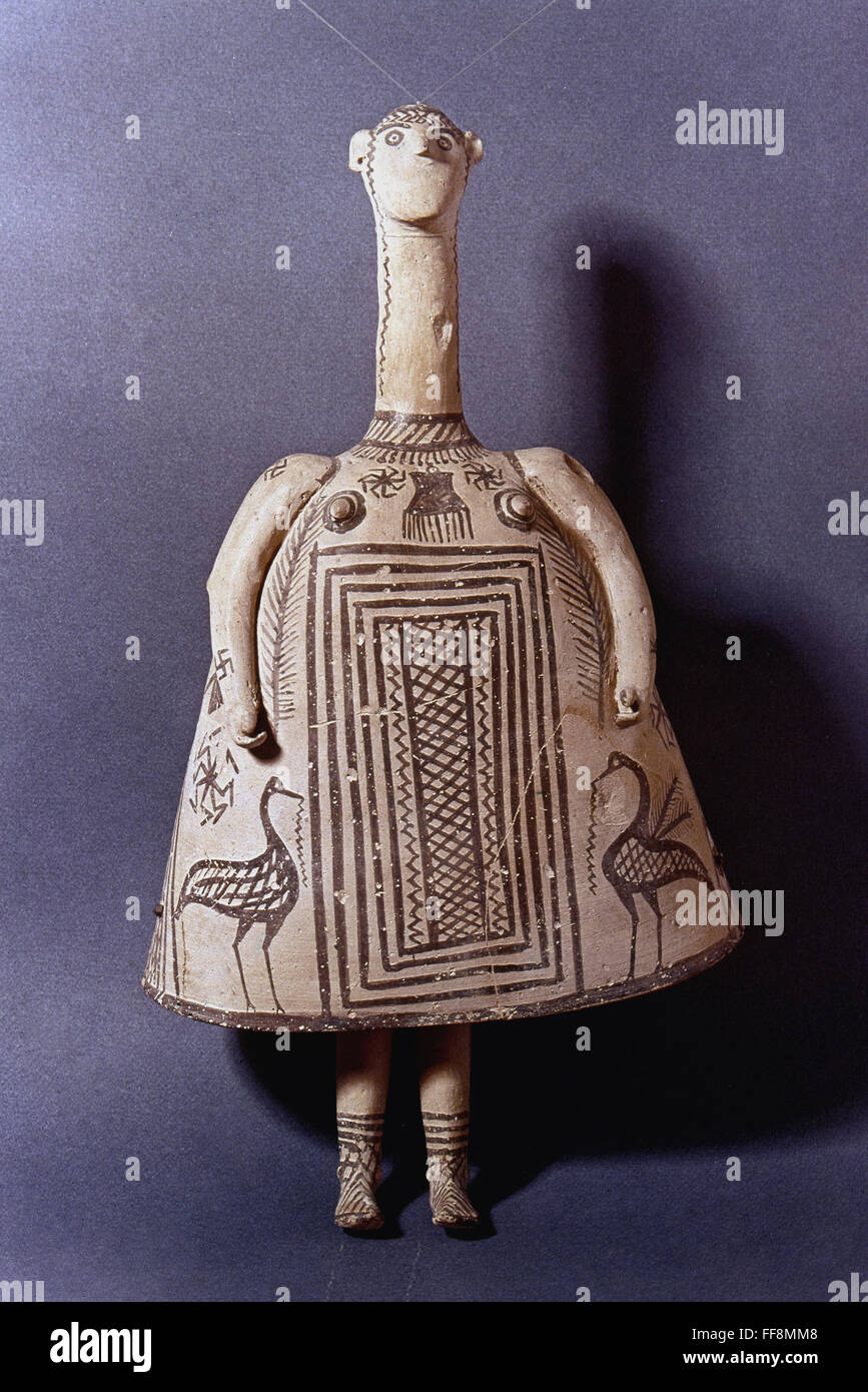 BOEOTIAN TERRACOTTA IDOL /nin the shape of a bell, c700 B.C. Stock Photo