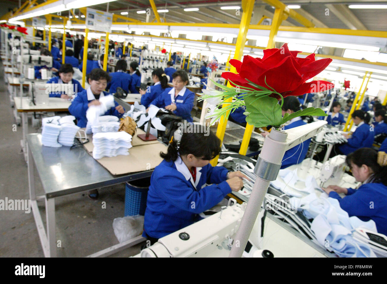 Kaeseong North Korea 28th Feb 2006 Picture Taken Date Is Feb 2006 North Korean Female Workers Work At A Factory Of South Korean Shoes Maker Sam Duk Stafild Company In The Inter Korean Industrial