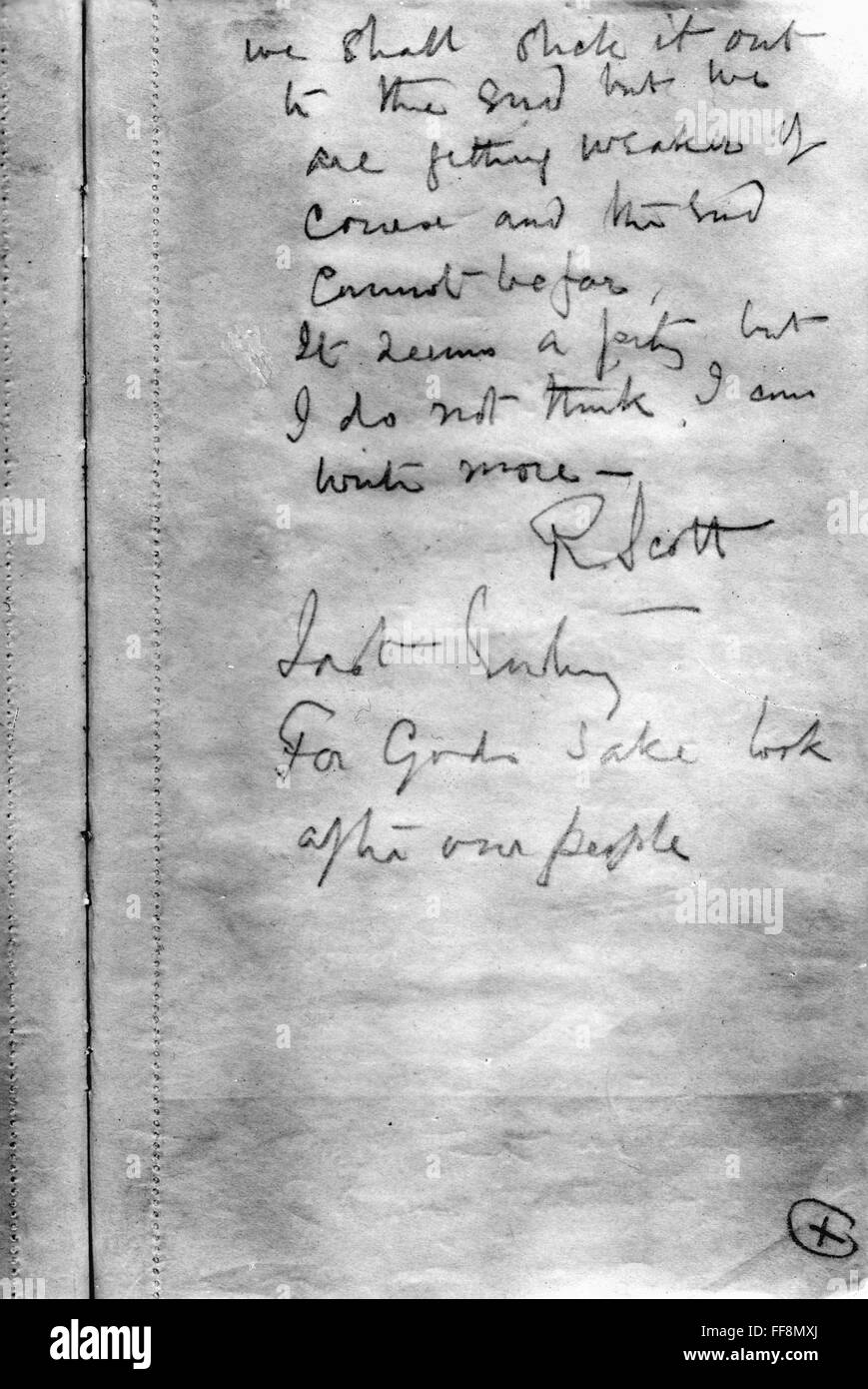 ROBERT FALCON SCOTT /n(1868-1912). English Antarctic explorer. The last ...