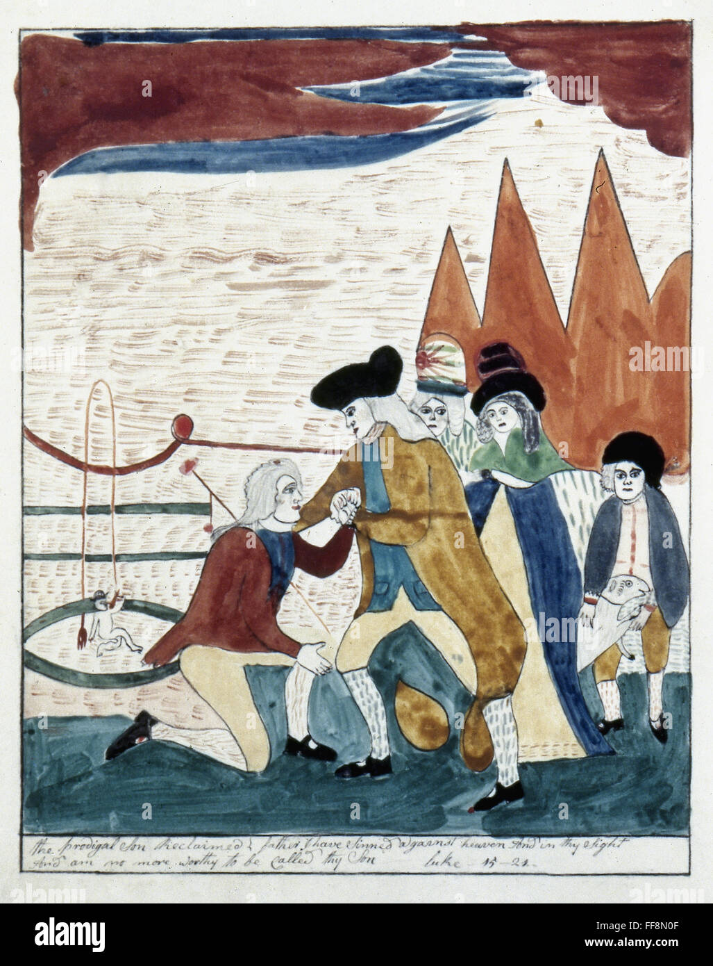 WILLSON: PRODIGAL SON. /nMary Ann Willson: Prodigal Son Reclaimed. Pen and watercolor, c1815. Stock Photo