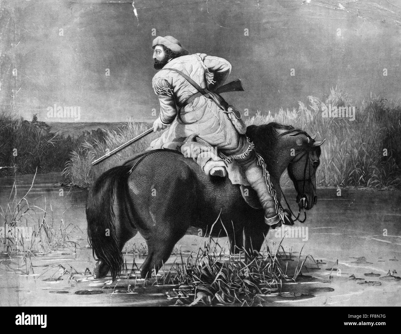 Cemetrary Trapper TRAPPER, 19th CENTURY. /n'The Trapper's Last Shot.' Steel engraving ...