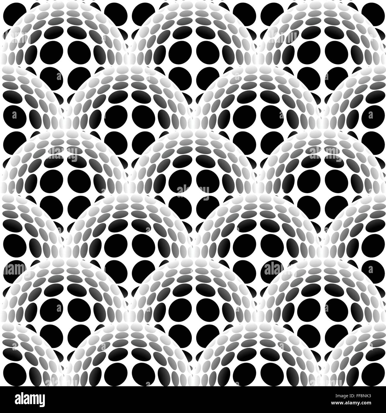 Sphere, circles abstract monochrome pattern with distortion effect ...