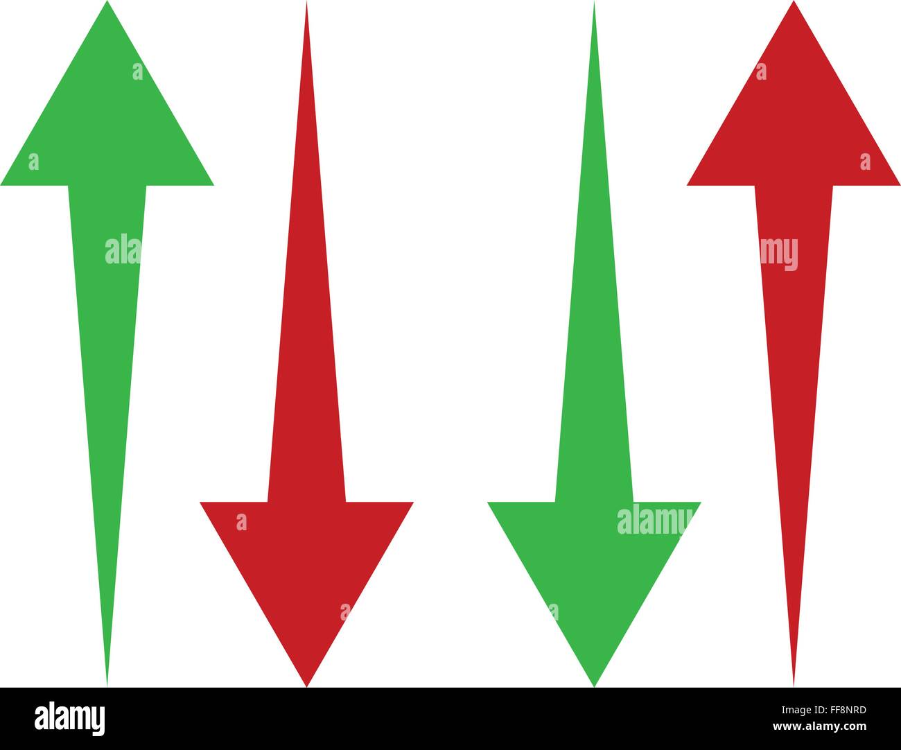 Set of up and down arrows in green and red Stock Vector