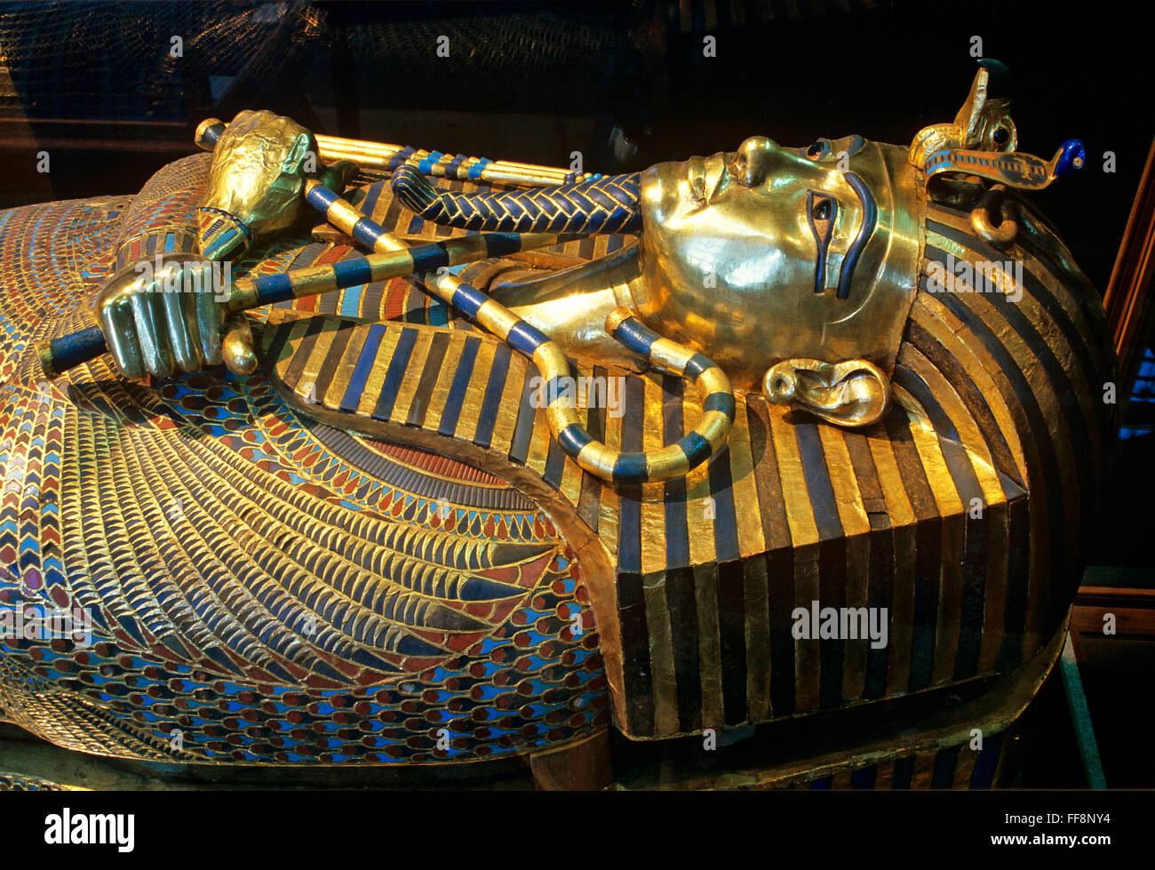 Sarcophagus of Tutankhamun, 14th century BC, Museum of Egyptian Antiquities, Cairo, Egypt, Africa Stock Photo
