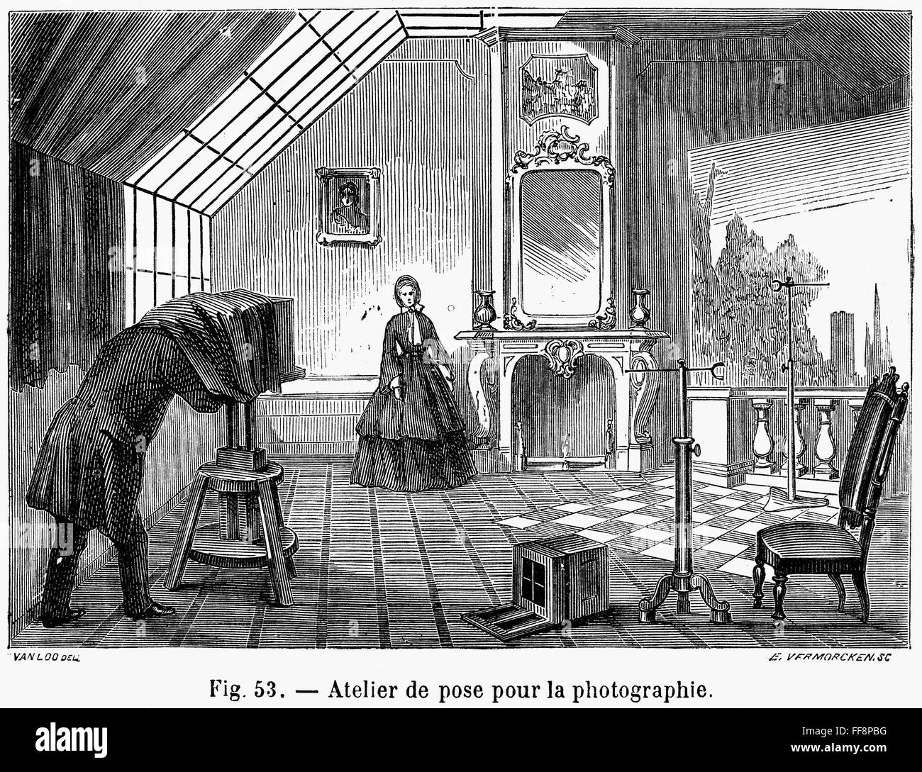 PHOTOGRAPHY, 1876. /nWood engraving, French, 1876. Stock Photo