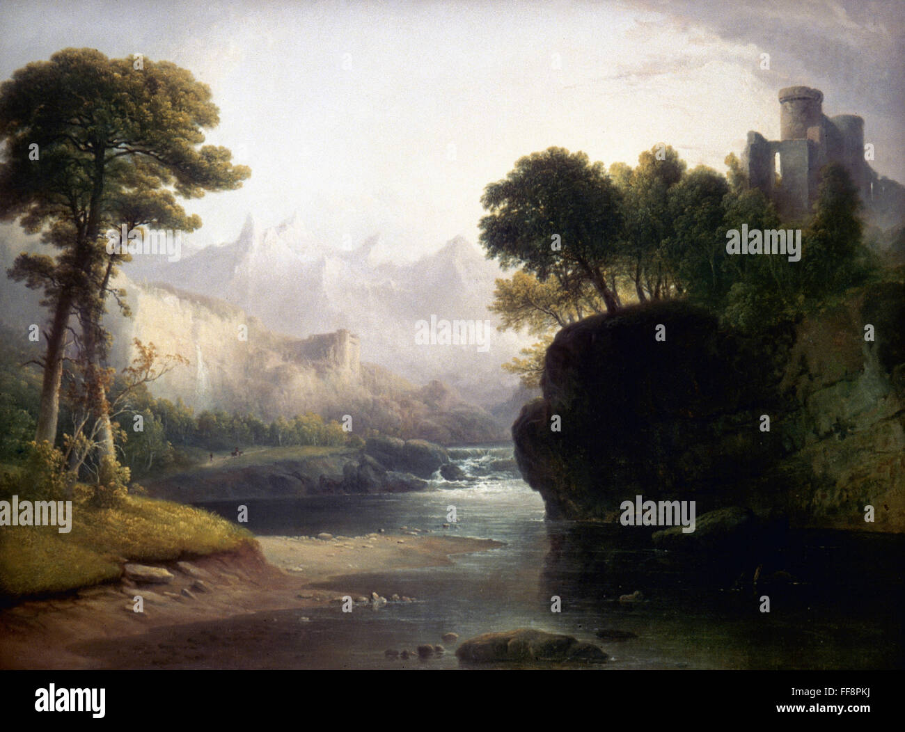 DOUGHTY: LANDSCAPE, 1834. /nThomas Doughty: Fanciful Landscape. Canvas, 1834. Stock Photo