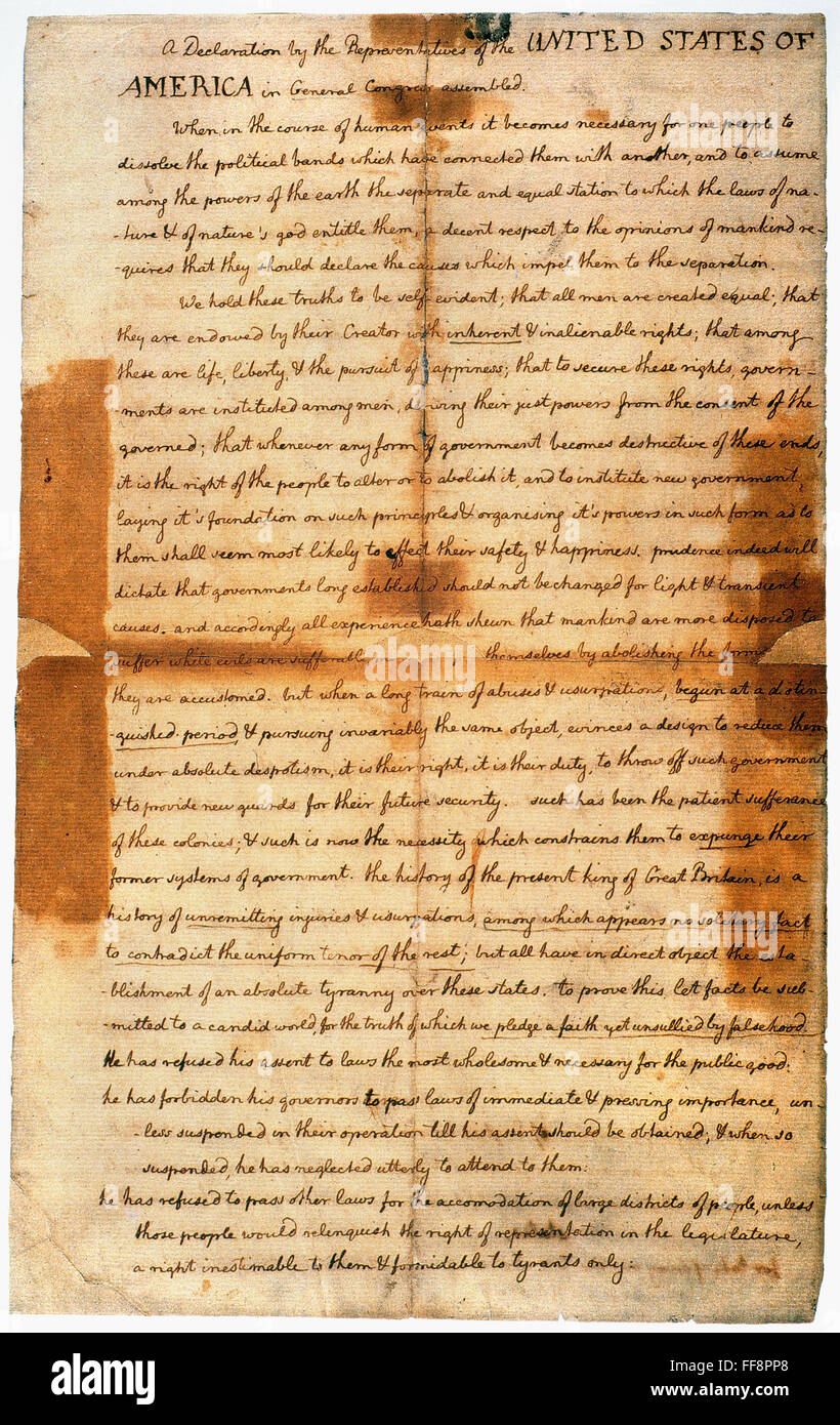 DECLARATION OF INDEPENDENCE /nA draft of the Declaration of