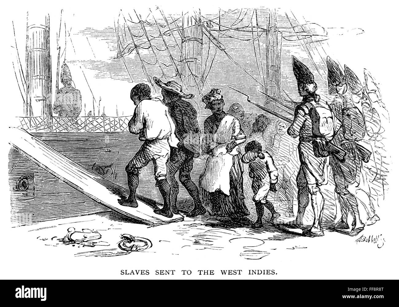 SLAVERY WEST INDIES. /n'Slaves sent to the West Indies.' Captured
