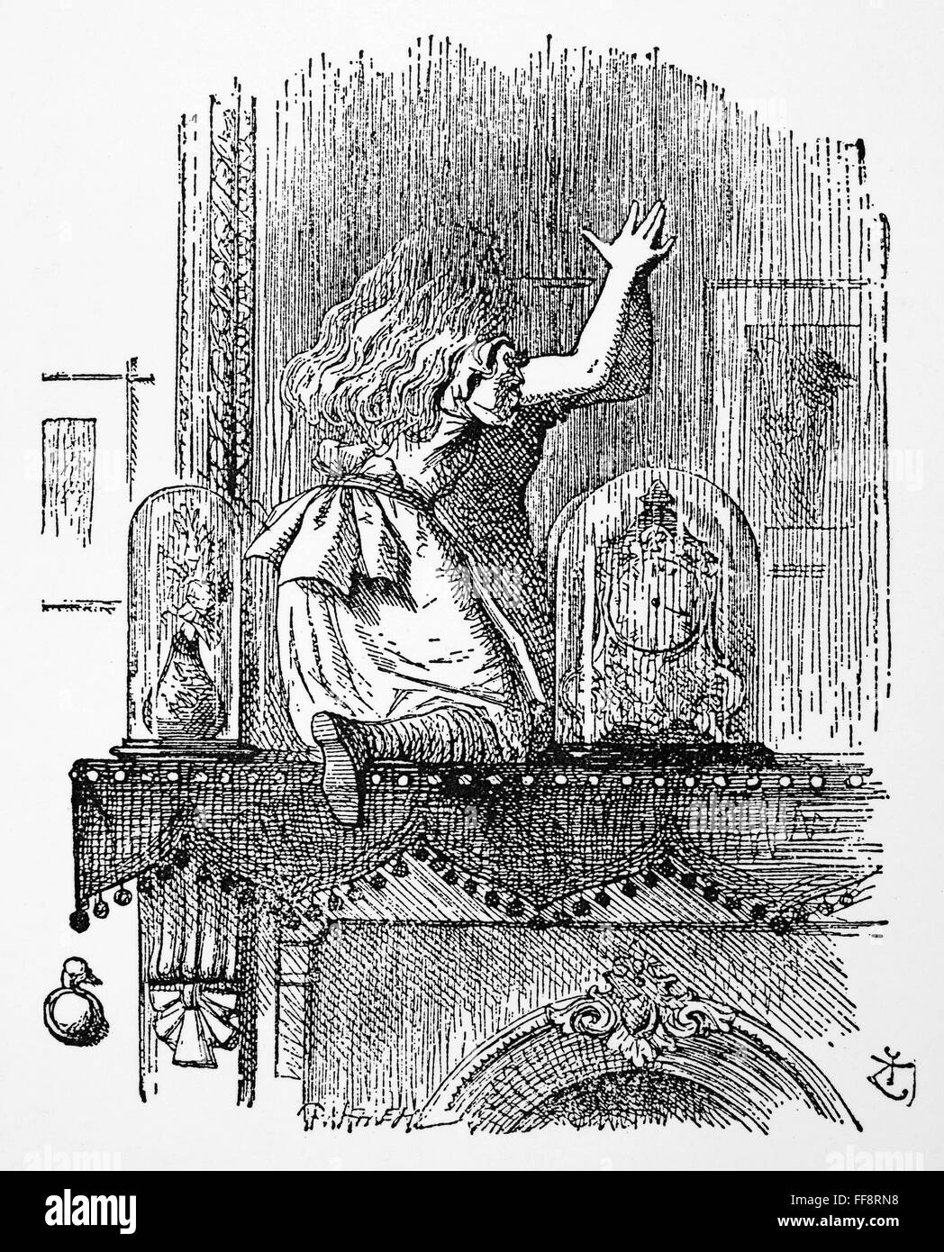 CARROLL: LOOKING GLASS. /nAlice at the Looking-Glass. Illustration by John Tenniel from the first edition of Lewis Carroll's 'Through the Looking Glass,' 1872. Stock Photo