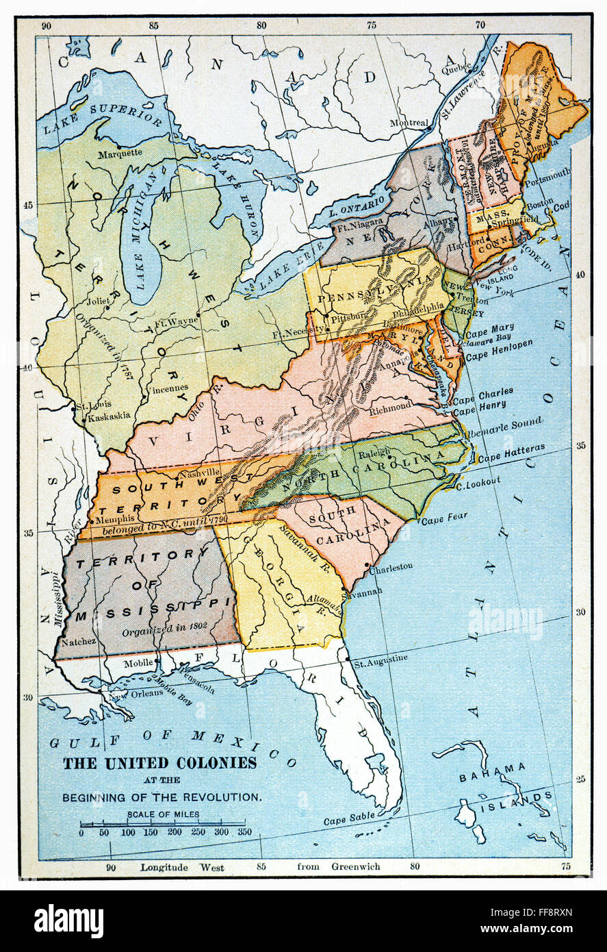 1803 map hi res stock photography - United States Map C1791 Nmap Of The United States As It Appeared Following FF8RXN